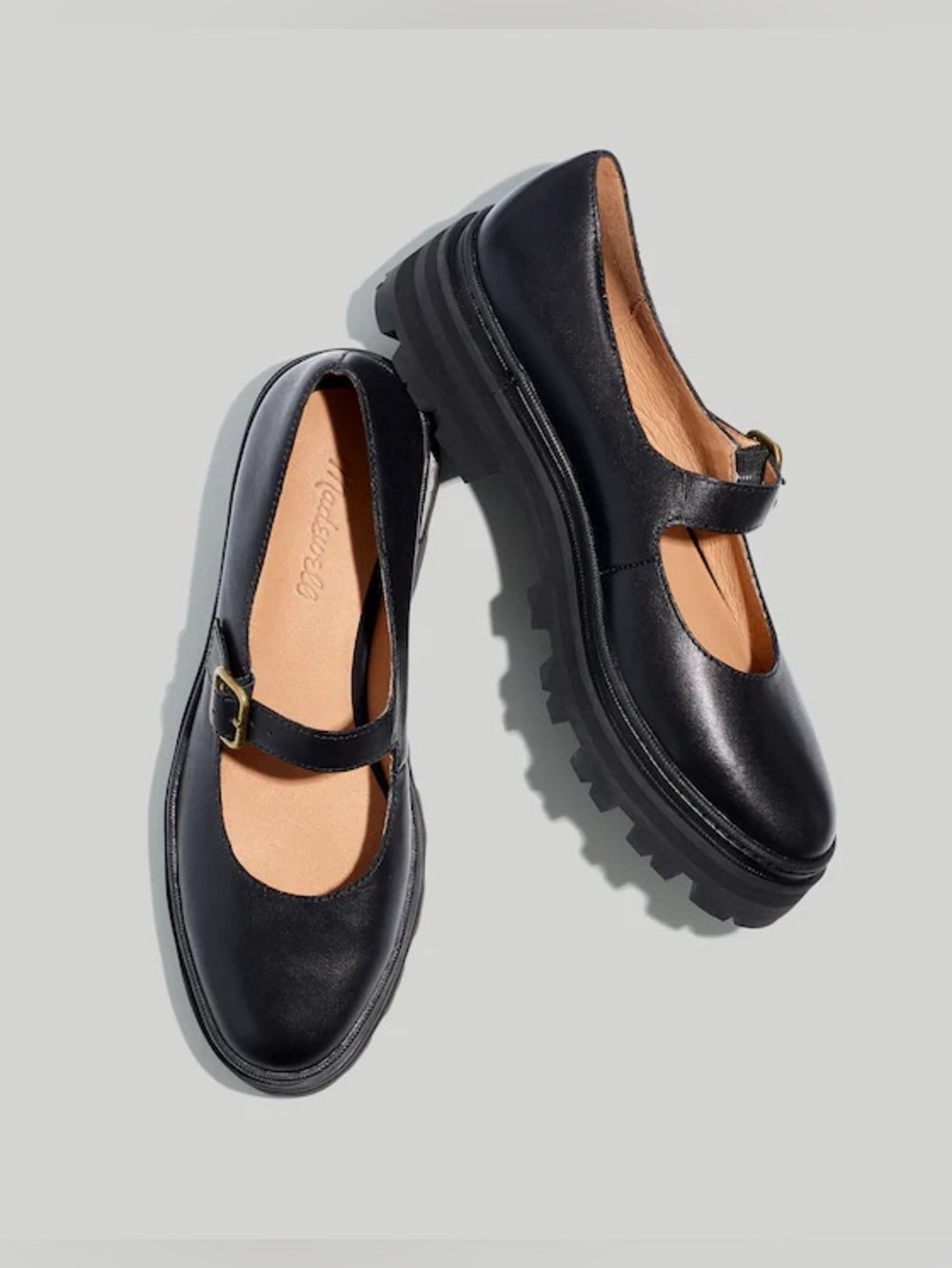 Madewell The Freya Platform Lugsole Mary Jane Black Leather Size 8